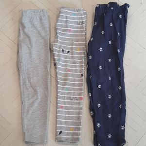 Carters Set Lot of 3 Casual Pant Leggings Cotton Gray Blue Cats Dogs Floral 4T